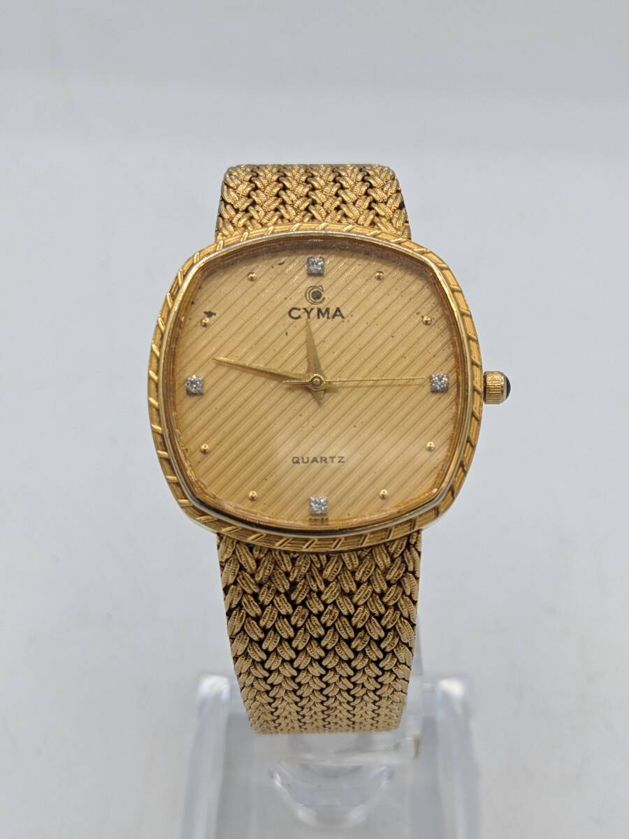 N33735 CYMA クォーツ 4Pダイヤ ゴールドカラー 腕時計 電池式 シーマ レディースウォッチ ファッション アクセサリーの画像2