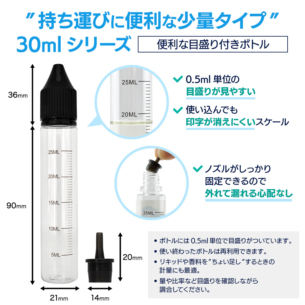 リキッド ユニコーンボトル 30ml 4本セット目盛り付き ラベルシール チャイルドロックキャップ_画像2