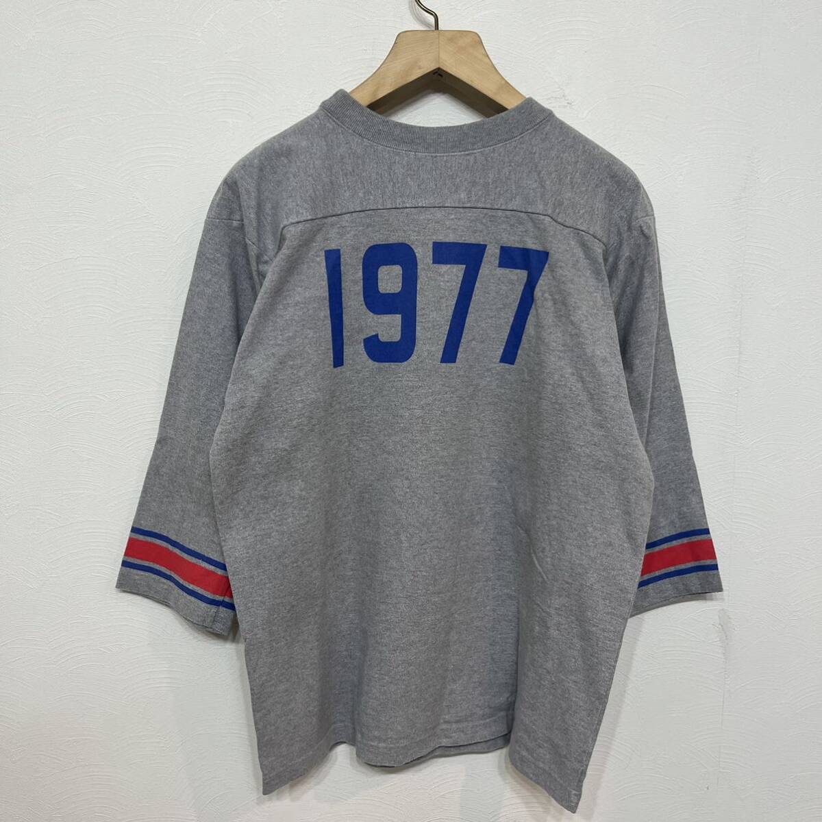 h403 2015 年 リムジンインターナショナル バックドロップ フットボール シャツ ビッグ サイズ XL グレー 7分 football 1977 shirt_画像4