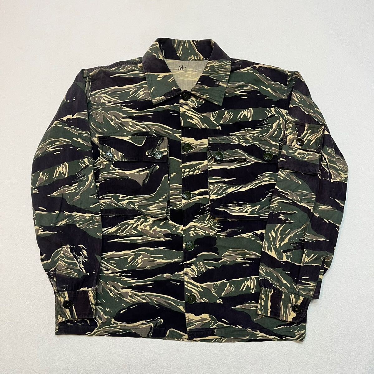 k306 60s 〜 70s ビンテージ タイガー カモ ストライプ ミリタリー ジャケット M CAMO vintage 迷彩 military カモフラ_画像1