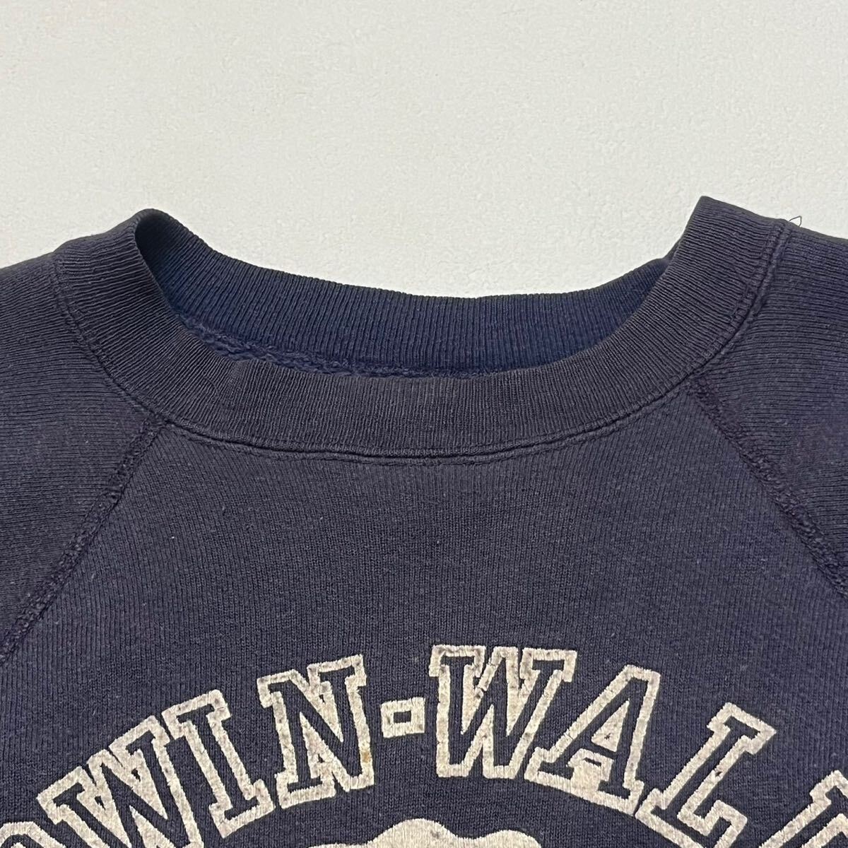 k313 50s 60s ビンテージ ナス紺 カレッジ ロゴ スウェット ラグラン ツートーン ネイビー BALDWIN WALLACE vintage sweat_画像6