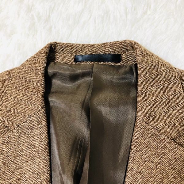 [ unused ] suit setup three-piece 56 herringbone Brown total reverse side center Ben do tag attaching tailored jacket 