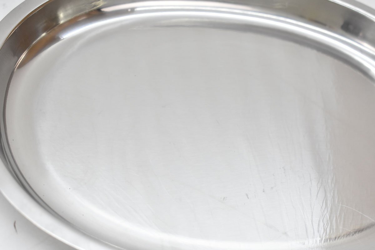 未使用 ステンレス製 楕円形 平皿 カレー皿 5枚まとめて[小判皿][銀皿][大皿][レトロ]2_画像9