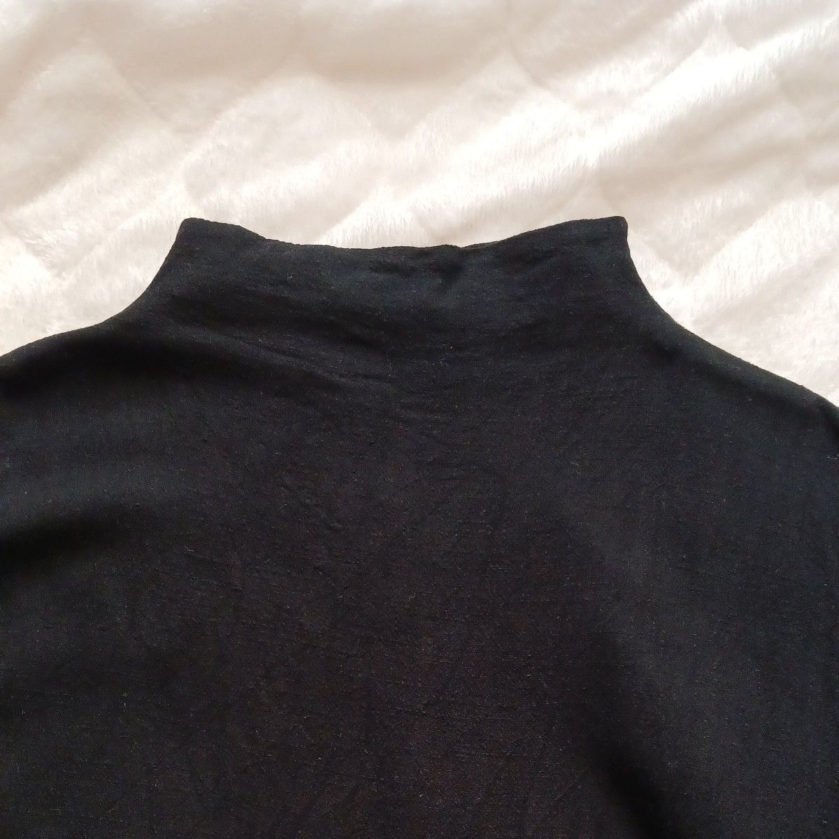 antiqua アンティカ ボトルネック ドルマン トップス 半袖 黒 ブラック カットソー Tシャツ サイズ FREE