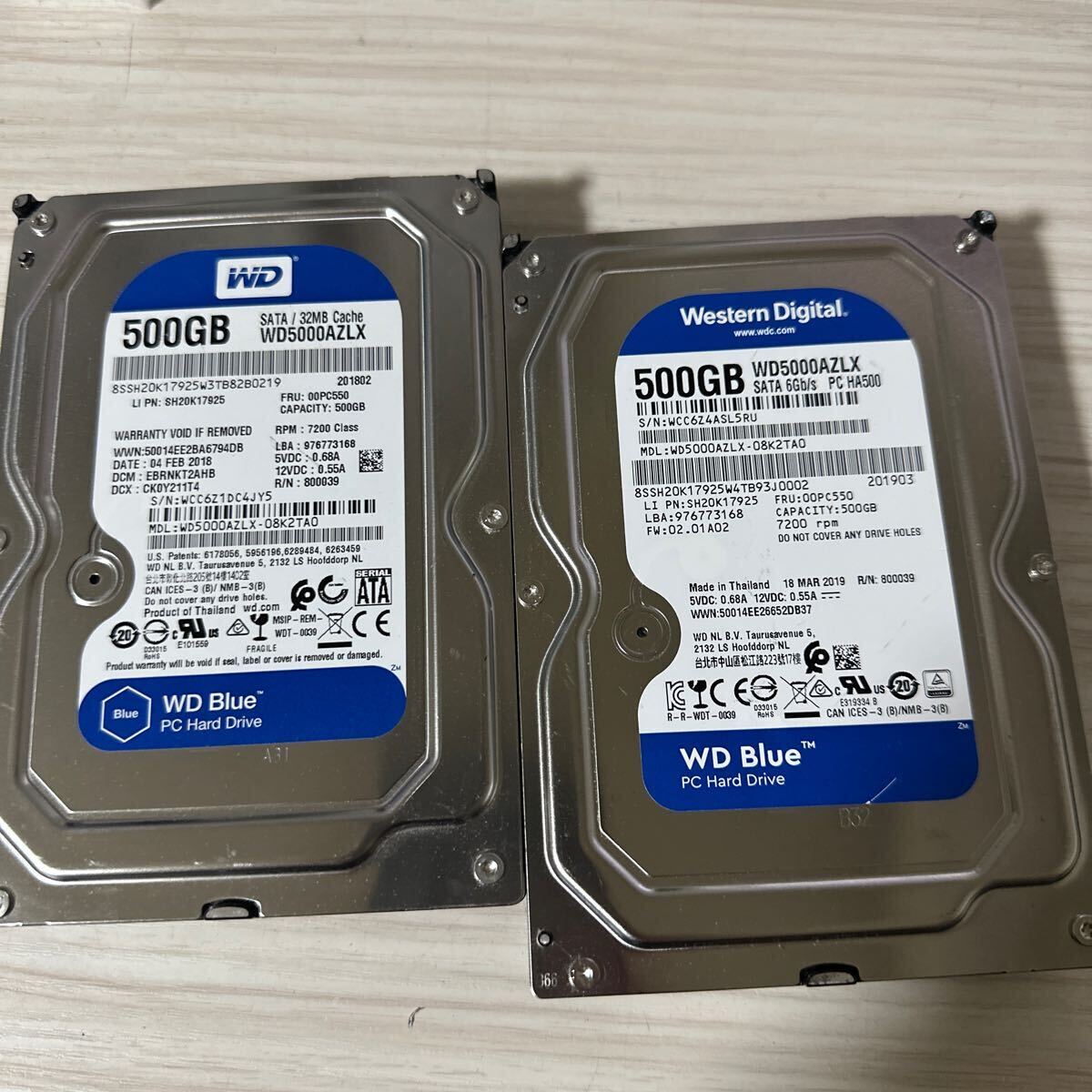 Q58/Q59(二枚セット):◇動作保証/◆使用0時間 WDC SATA 3.5インチHDD SATA 500GB WD5000AZLX _画像1