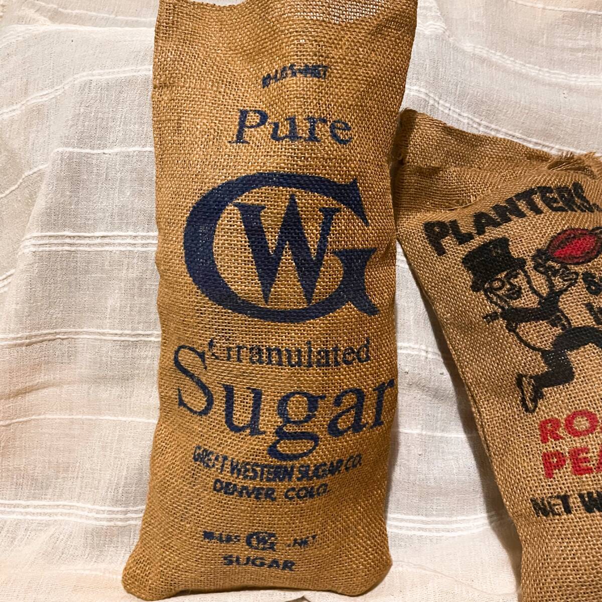 *SALE! Jute Bag jute сумка Mr.PEANUTS Sugar 2 шт. комплект! Mr. Peanuts смешанные товары Ame игрушка интерьер Vintage античный 