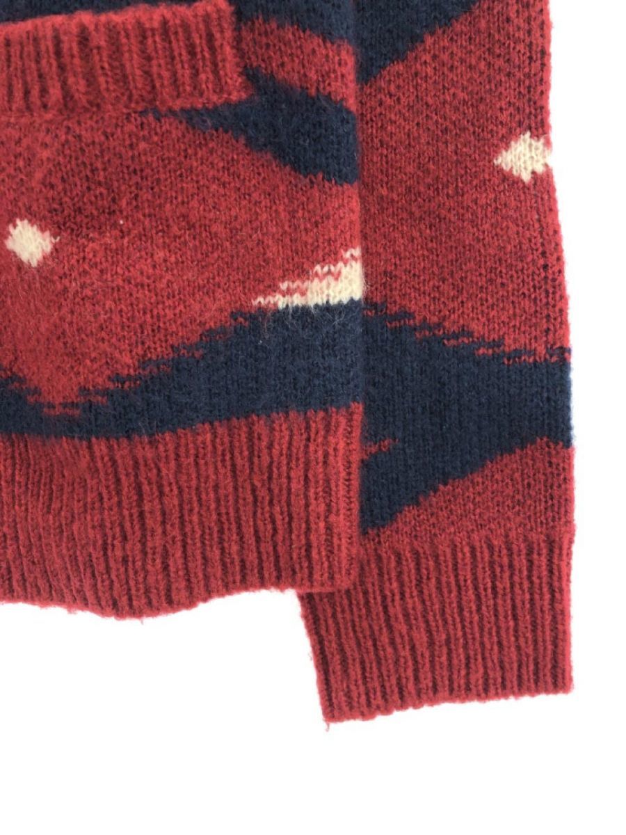 HOLLYWOOD RANCH MARKET Hollywood Ranch Market wool *moheya. couch n knitted sweater size1/ red × navy blue *# * ebc6 men's 