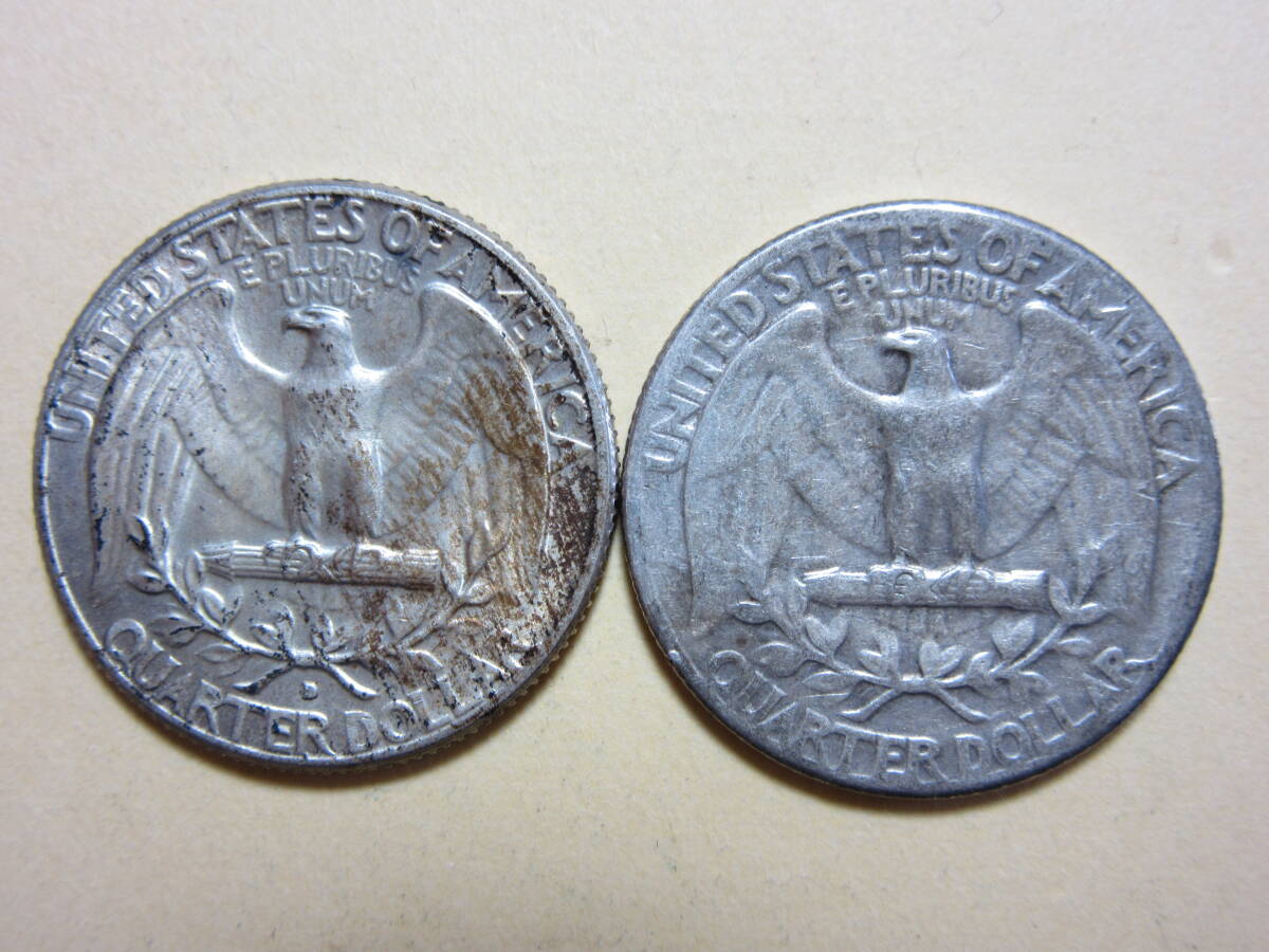 ４、アメリカ QUARTER DOLLAR銀貨 １９４３・６４年 ２枚 １２，４３ｇの画像4