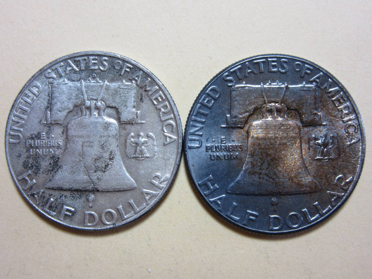１６、アメリカ HALF DOLLAR銀貨 １９５８・６３年 ２枚 ２４，９１ｇの画像4