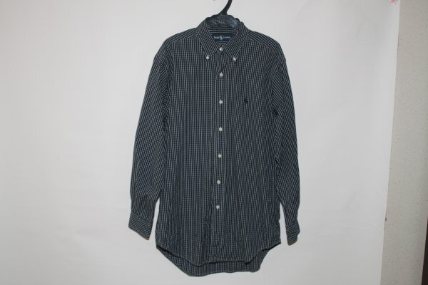 2541**Lラルフ、紺系、長袖BDシャツ、良品_画像3