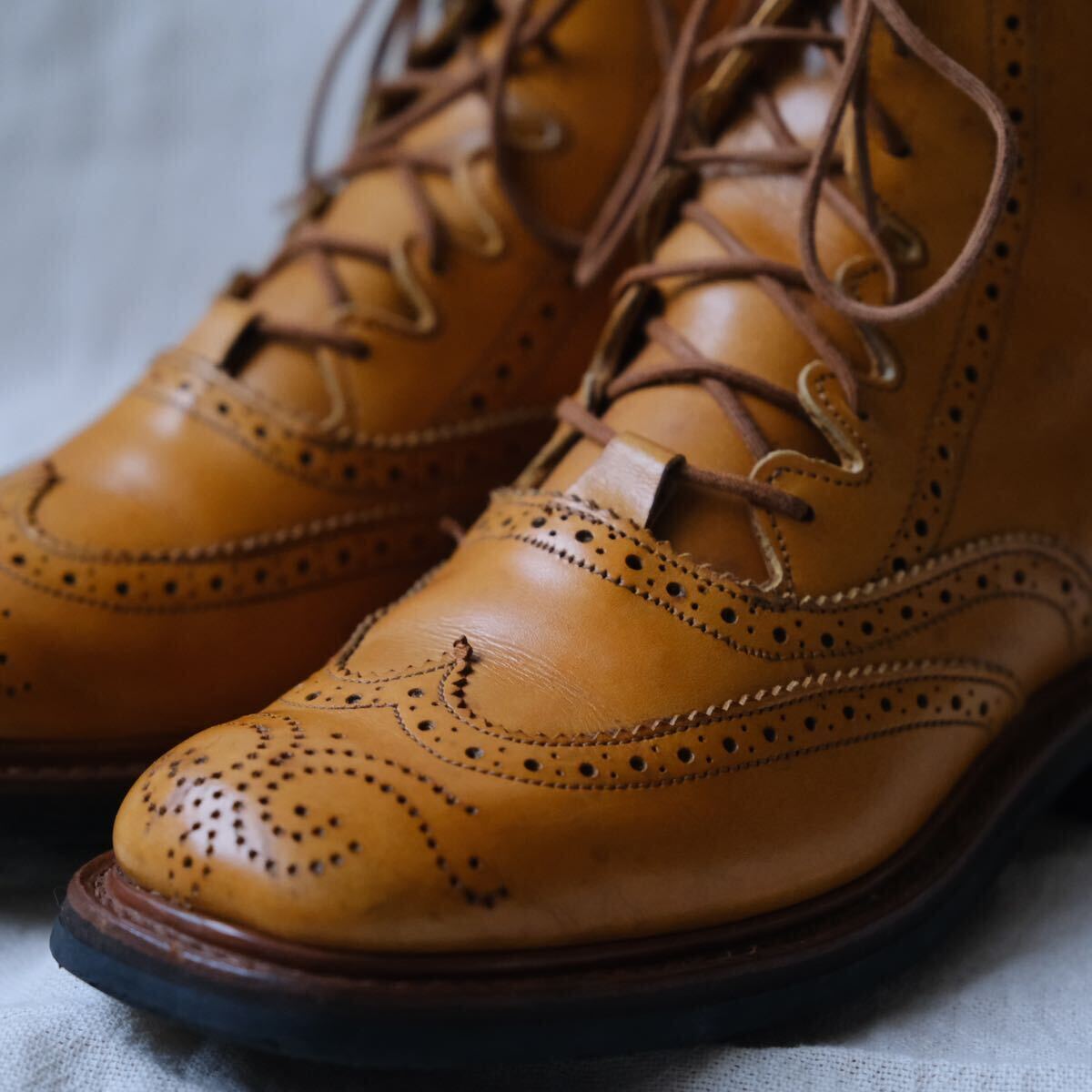 Tricker's THE JACK COLLECTION カントリーギリーブーツウイングチップ 茶4_画像6