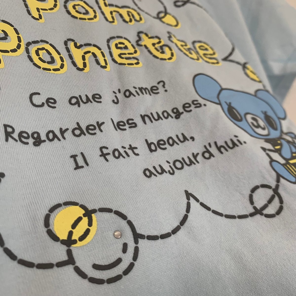 未使用品 pom ponette junior ポンポネット ジュニア Tシャツ L 160 水色 女の子 夏 タグ付き 美品の画像4