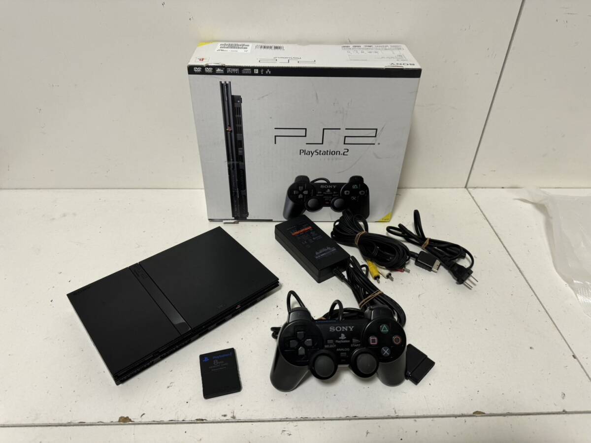 ソニー 薄型 PS2 本体セット SCPH-70000 CB ブラック メモリーカード 