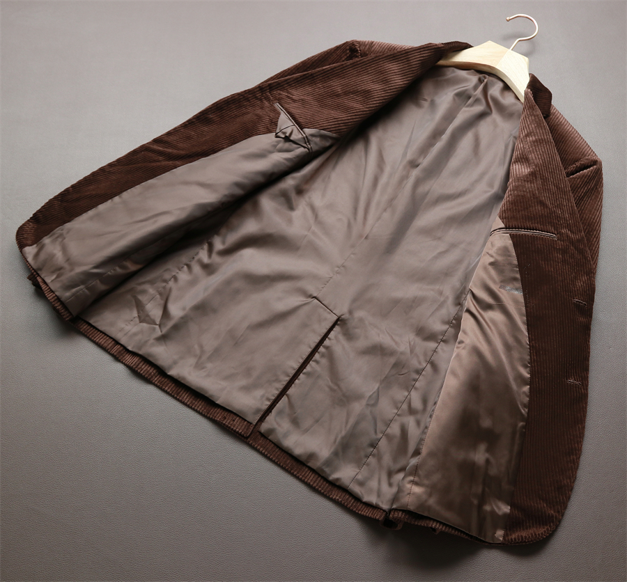 新品AS21－希少 テーラードジャケット メンズ XL(日本サイズでL程度) 高品質 肉厚完売 紳士 スーツ コーデュロイ コーヒー_画像4