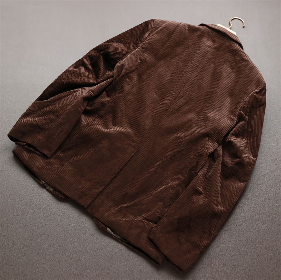 新品AS21－希少 テーラードジャケット メンズ XL(日本サイズでL程度) 高品質 肉厚完売 紳士 スーツ コーデュロイ コーヒー_画像9