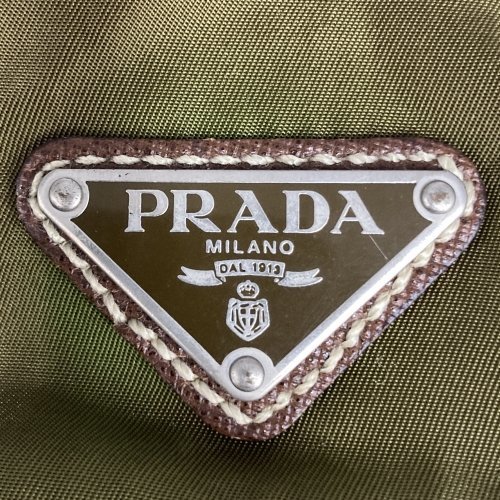 PRADA プラダ トートバッグ ショルダーバッグ 肩掛け バッグ トライアングルロゴ カーキ ブラウン ナイロン レディース メンズ USED_画像7