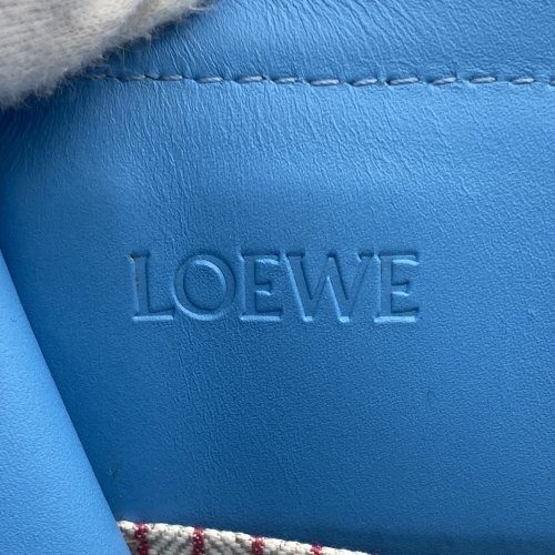 LOEWE ロエベ トートバッグ クッショントートバッグ キャンバス レザー マルチカラー マルチストライプ ライトブルー レディース USED_画像7