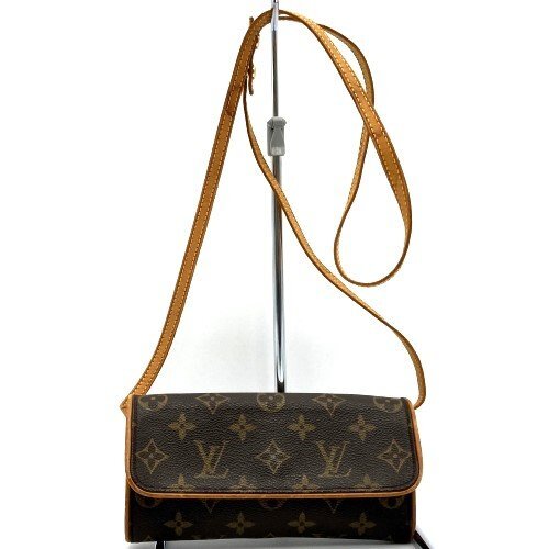 LOUIS VUITTON ルイ・ヴィトン M51854 ポシェットツインPM ショルダーバッグ ブラウン モノグラムキャンバス PVC ウィメンズ レディース_画像1