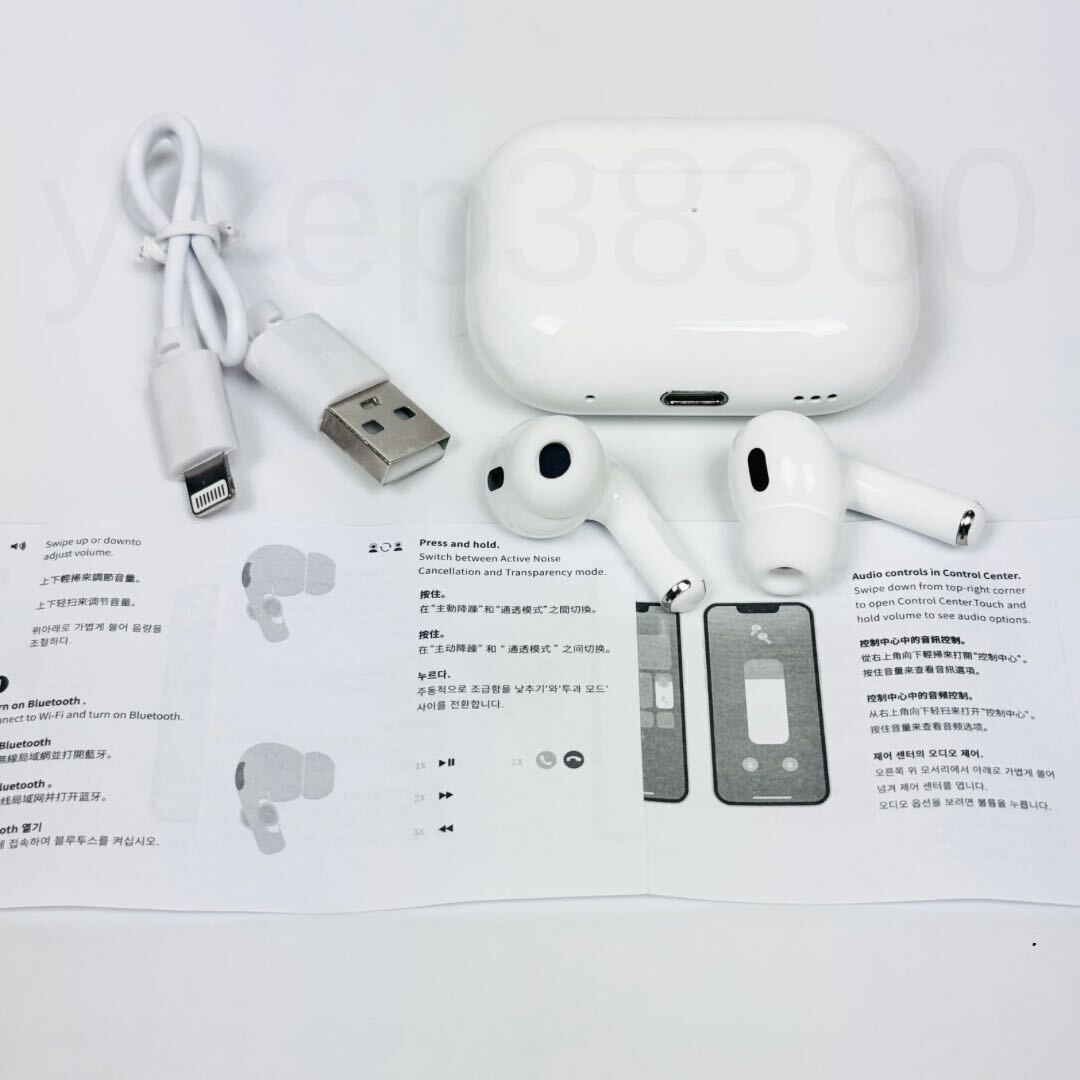 【2024最新型】AirPods Pro 第2世代 代替品 ワイヤレスイヤホン Bluetooth 5.3 TWS 高品質 充電ケース付 Android iPhone X 11 12 13 14 15_画像3