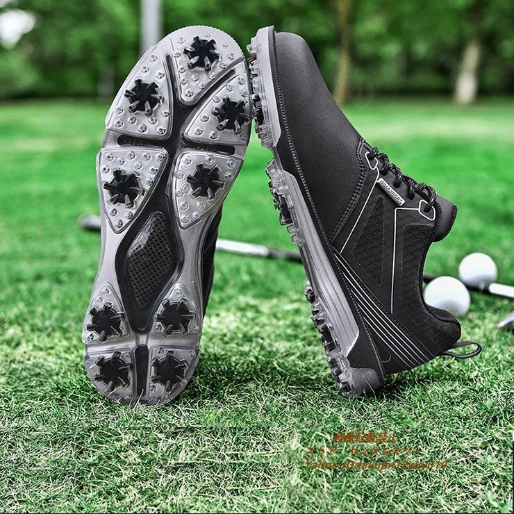 Роскошные товары мужская обувь для гольфа спортивная обувь подходит для спортивной обуви Spike сильные сцепления легкая вентиляция профилактика вода репеллент черный 26,0 см.