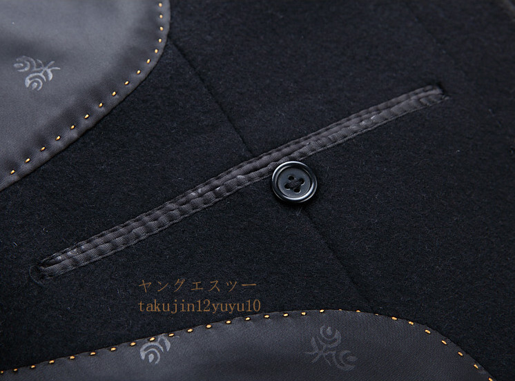 入手困難■メンズ ロングコート 高品質 ウールコート 新品 ステンカラーコート 紳士服 ビジネスコート ラシャ ジャケット 二色 黒 3XL_画像9