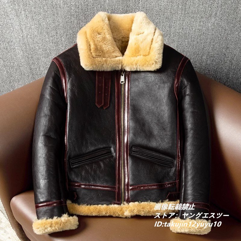 Цена 460 000 ■ Высокая итальянская кожаная куртка Четыре мехового меха кожаная световая куртка Островая гонщики Джин B3 Blouson Bikewear l