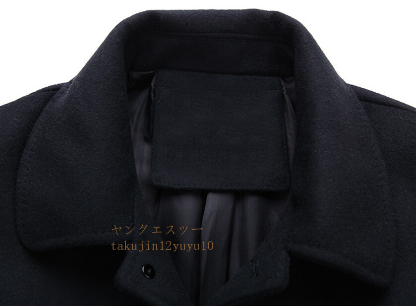 入手困難■メンズ ロングコート 高品質 ウールコート 新品 ステンカラーコート 紳士服 ビジネスコート ラシャ ジャケット 二色 黒 3XL_画像4