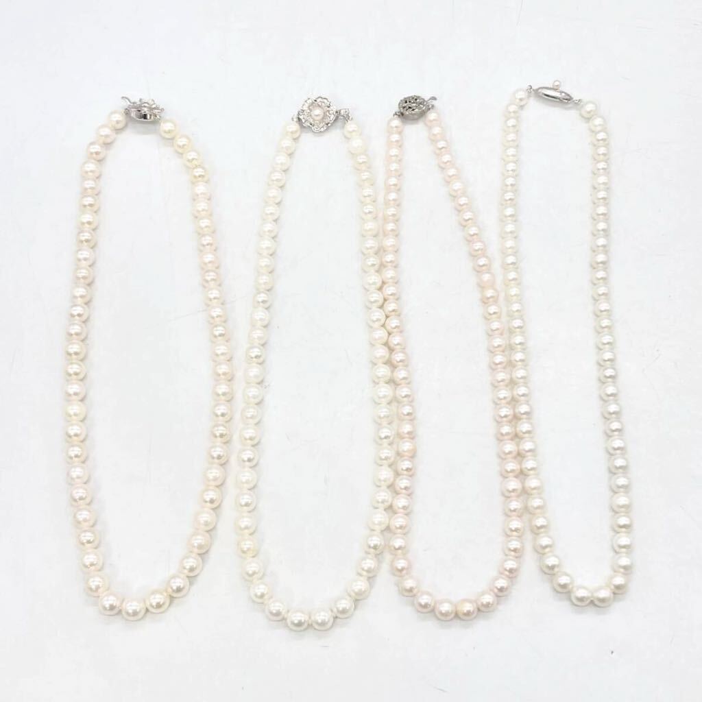 ■アコヤ本真珠ネックレス4点おまとめ■m約128g 約6.5~8mm あこや 真珠 パール ネックレスpearl necklace jewelry parts DA0_画像6