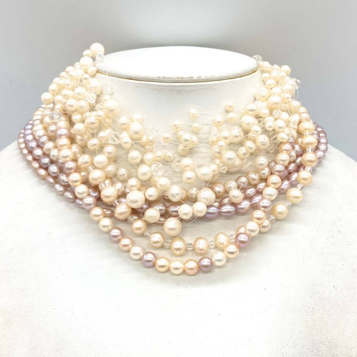 ■淡水パールネックレス6点おまとめ■m約168g 真珠 ケシ バロック ベビー pearl Pearl necklace jewelry silver DA0_画像1
