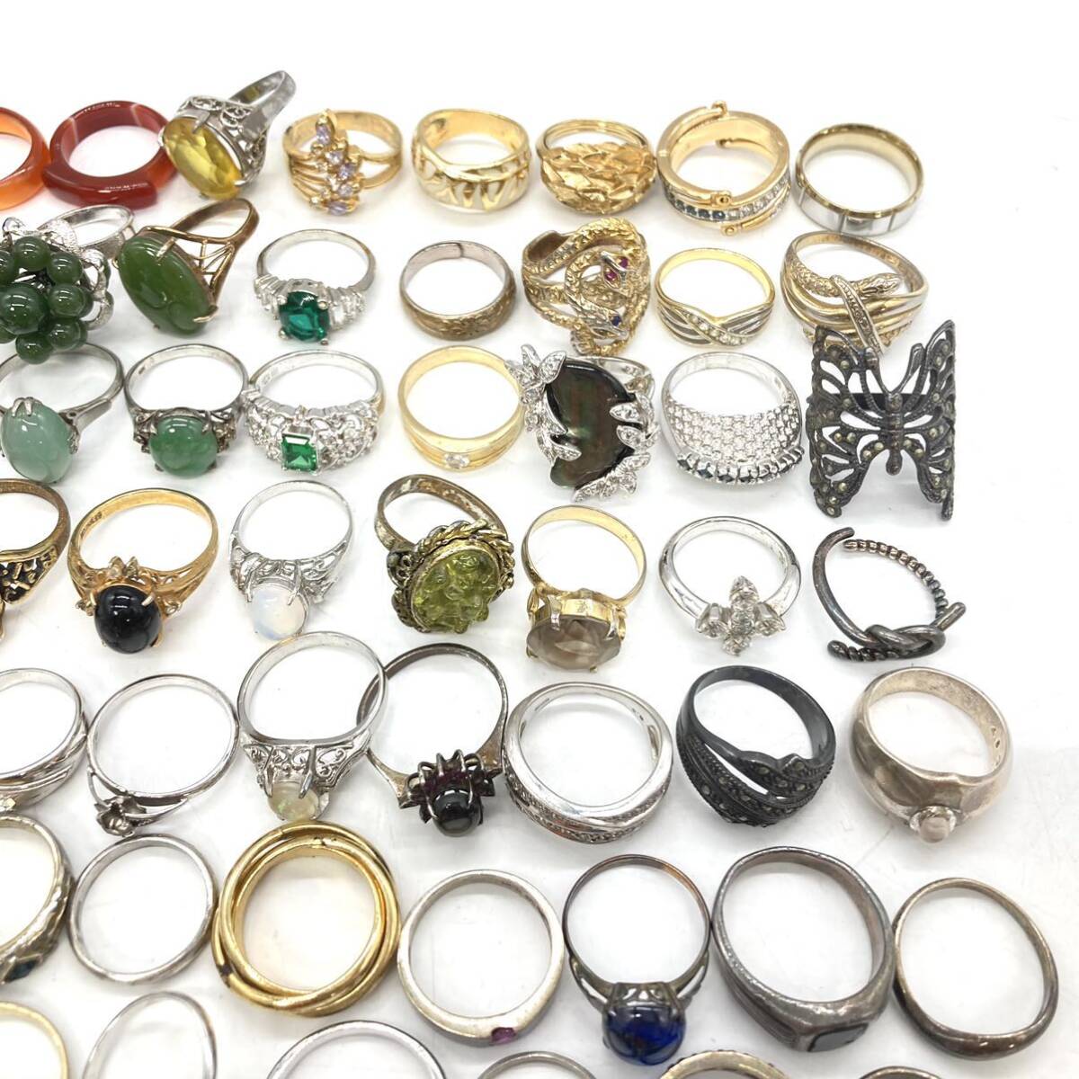 ■リングおまとめ■m約336.5g OLD vintage ring 指輪 ルビー オパール アゲートスモーキークォーツ K10 ガーネット アゲート silver CE0の画像3
