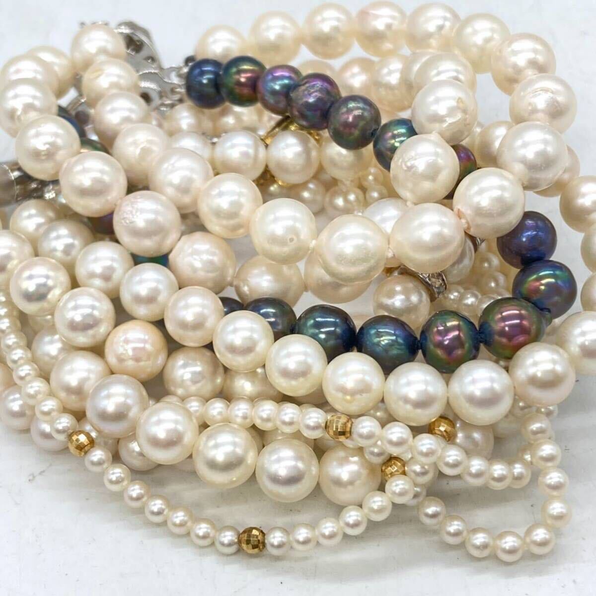 ■アコヤ本真珠ブレスレット7点おまとめ■m105g 3~8.5mm ベビー パール pearl bracelet jewelry accessory silver DA0の画像1