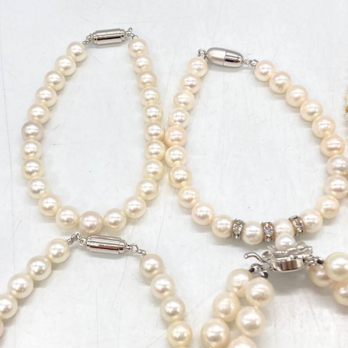 ■アコヤ本真珠ブレスレット7点おまとめ■m105g 3~8.5mm ベビー パール pearl bracelet jewelry accessory silver DA0の画像3
