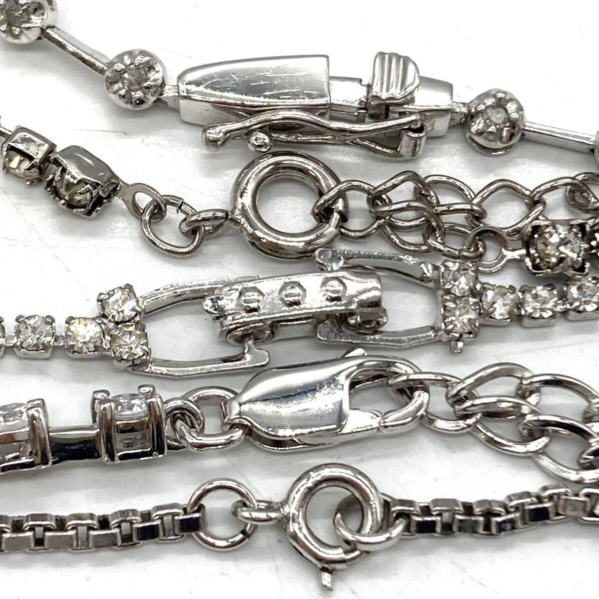 大ぶり!!■ネックレス10点おまとめ■a約172.5g ビジュー クリスタル CZ カラーストーン ネックレス ラインストーン necklace silver CE0の画像6