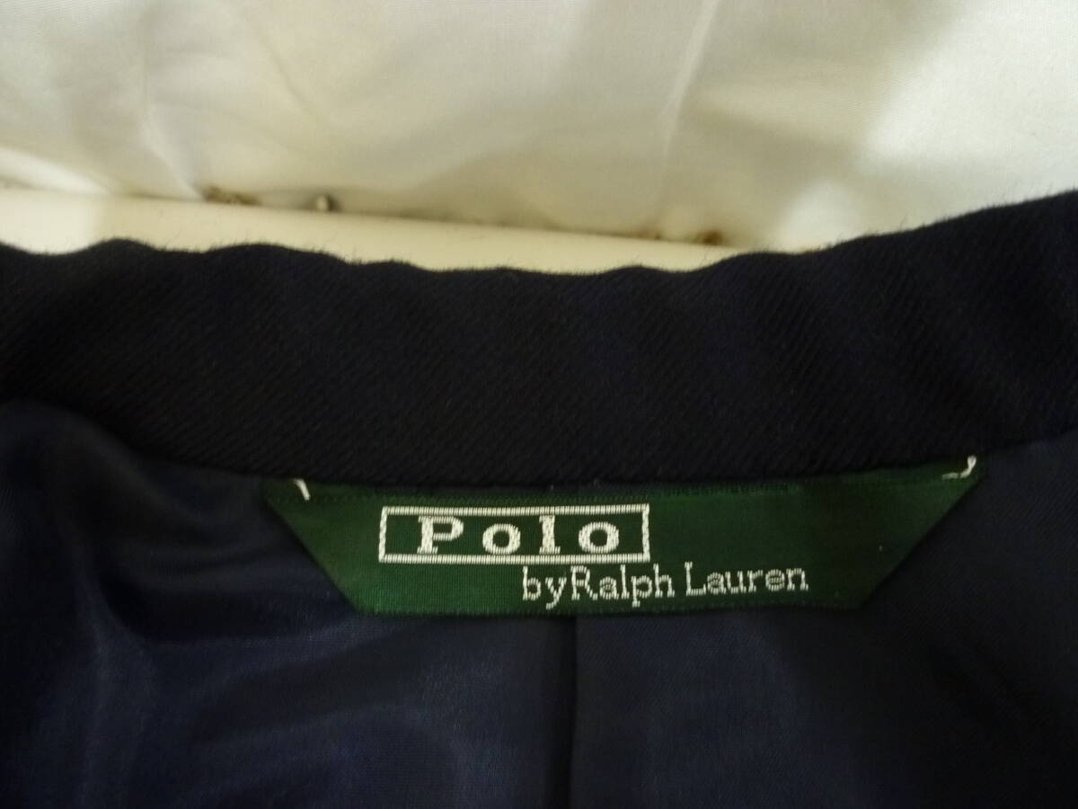 『中古美品・国内正規品』Polo Ralph Lauren/ポロ ラルフローレン 紺ブレ/ネイビーブレザー ダブル/サイドベンツ/金ボタン サイズ150_画像5