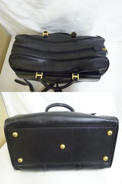 『中古品』BALLY/バリー レザー製ボストンバッグ ブラック/ゴールドカラー金具 ショルダーストラップ付きの画像4