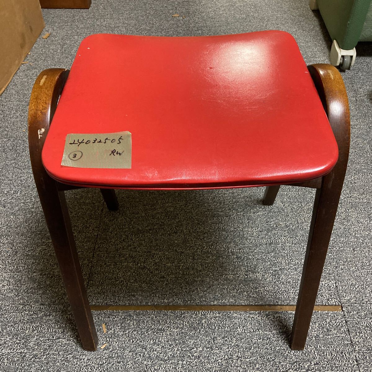 ③ 秋田木工 スツール 曲木椅子 剣持勇 チェア インテリア W400xD360xH440mm 張り材:合成皮革