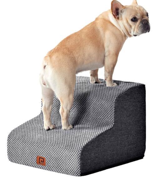EHEYCIGA 犬階段 2段 グレー ペットステップ ドッグステップ ペット階段 犬用階段 滑り止め付き 洗える カバー_画像1
