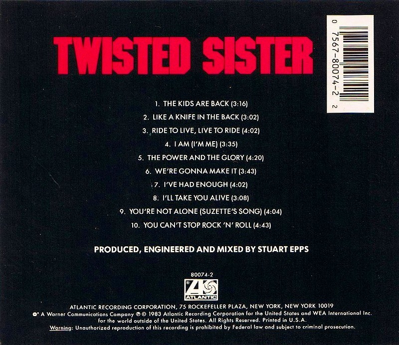 ◆◆TWISTED SISTER◆YOU CAN'T STOP ROCK 'N' ROLL トゥイステッド・シスター ユー・キャント・ストップ・ロックン・ロール 即決 送料込の画像2