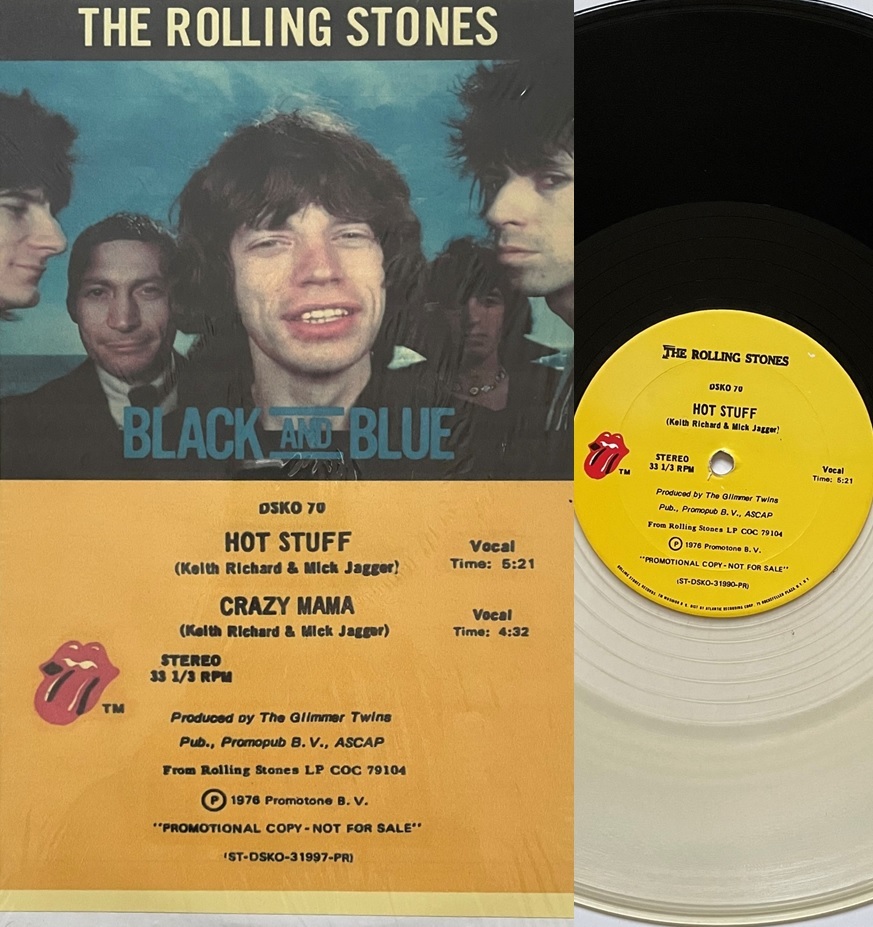レア！限定 プロモ盤 12”「The Rolling Stones - Hot Stuff / Crazy Mama」ブラック＆クリア・カラー キースリチャーズ ミックジャガーの画像1