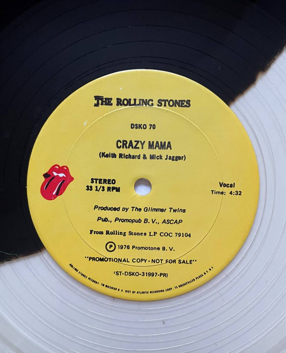 レア！限定 プロモ盤 12”「The Rolling Stones - Hot Stuff / Crazy Mama」ブラック＆クリア・カラー キースリチャーズ ミックジャガーの画像9