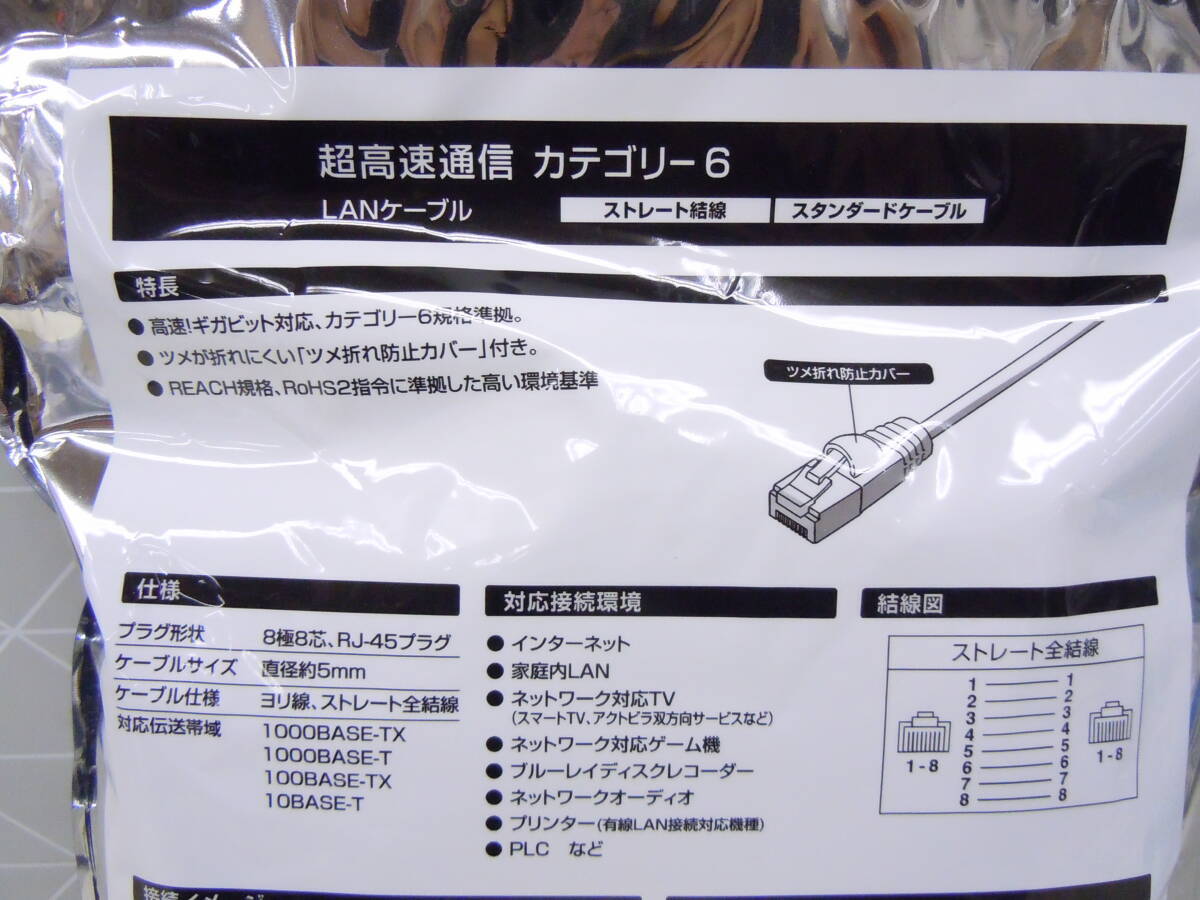 B70 MCO ミヨシ 4本セット 超高速！ギガビット対応 カテゴリー6規格準拠 CAT6 LANケーブル 20m ホワイト TWN-620WHの画像6