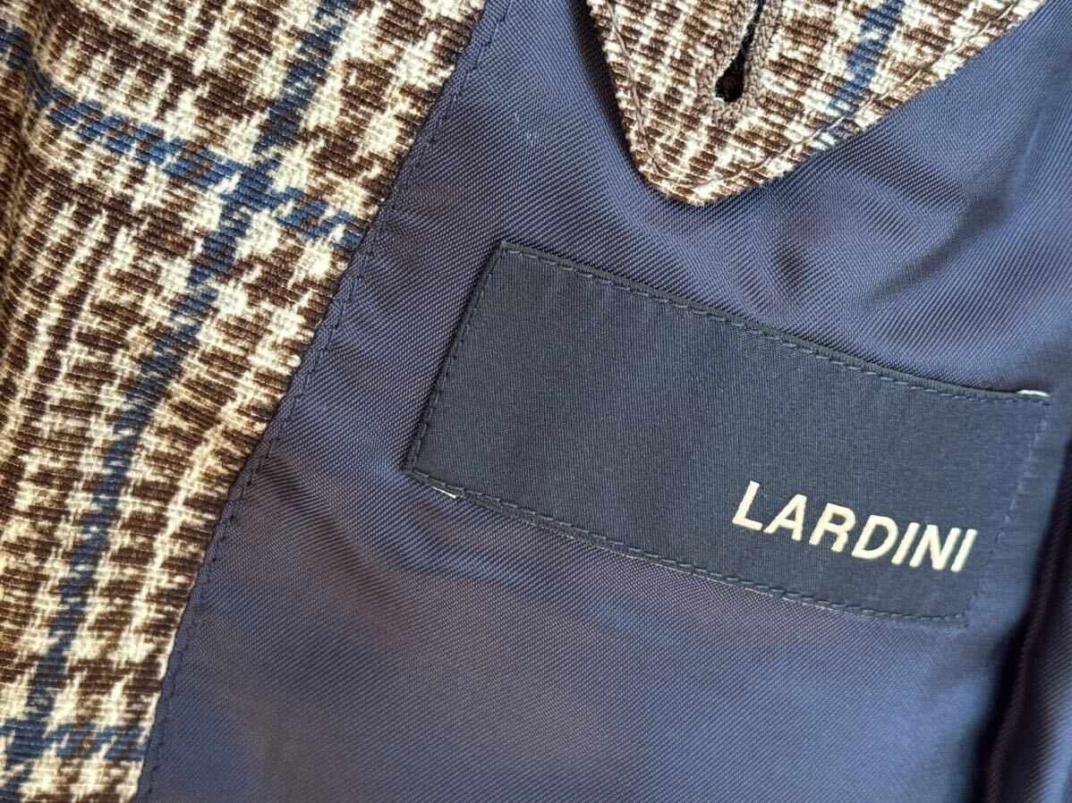 LARDINI ラルディーニ チェック柄 シングル テーラードジャケット ブラウン ブルー系 50 イタリア製 正規品_画像5