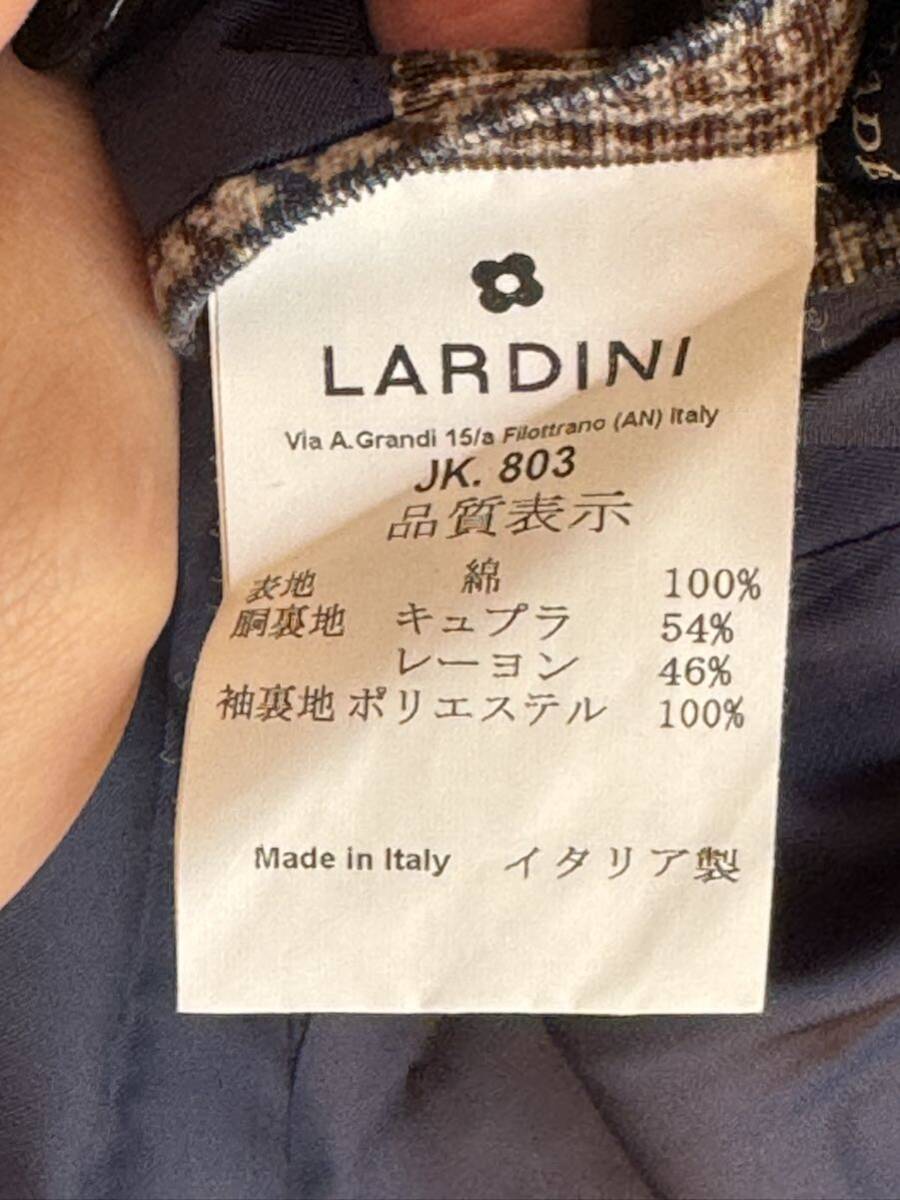 LARDINI ラルディーニ チェック柄 シングル テーラードジャケット ブラウン ブルー系 50 イタリア製 正規品_画像7