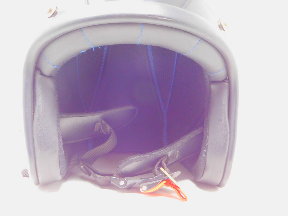 メーカー不明 ジェットヘルメット 黒 フリーサイズ/K678の画像5