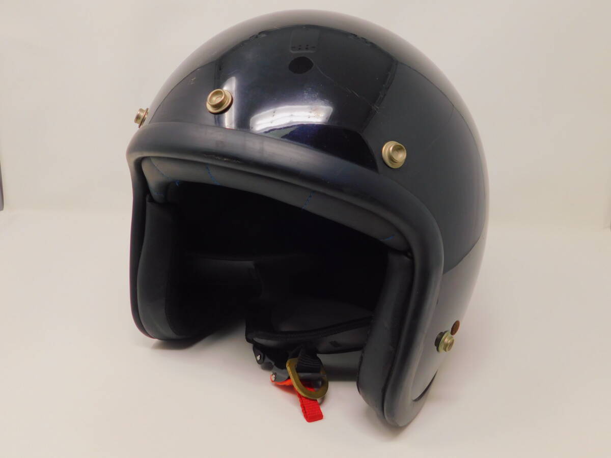メーカー不明 ジェットヘルメット 黒 フリーサイズ/K678の画像1