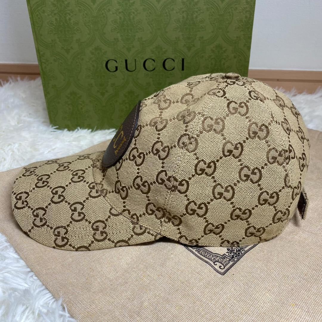 1円 新品同様 未使用品 GUCCI グッチ 576253 GGキャンバス キャップ メンズ_画像3