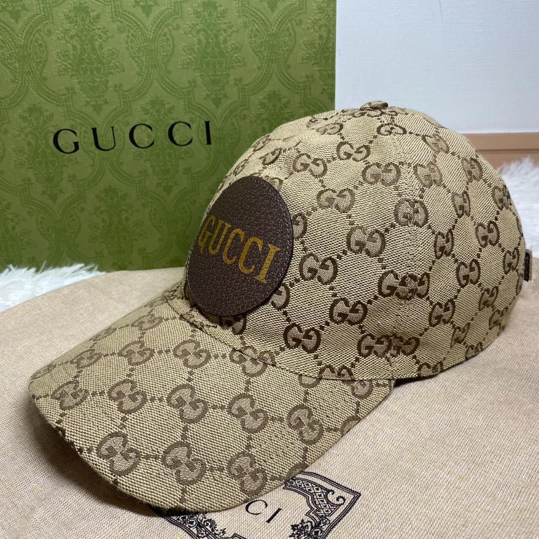 1円 新品同様 未使用品 GUCCI グッチ 576253 GGキャンバス キャップ メンズ_画像1