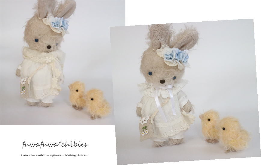 ◆fuwafuwa*chibies 春うさちゃんの着せ替えセット ハンドメイド 羊毛フェルト ミニチュアの画像7