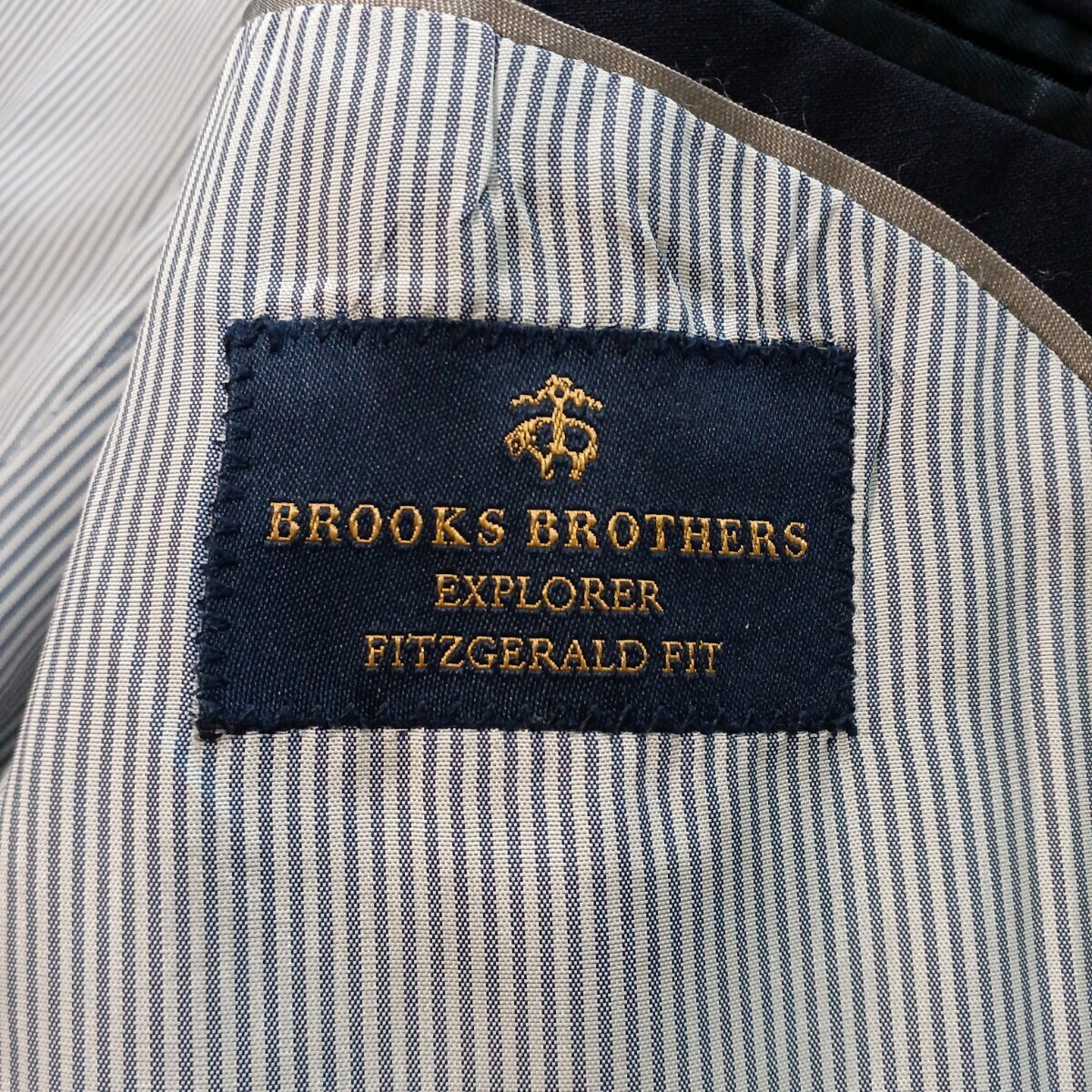 ブルックスブラザーズ BROOKS BROTHERS　テーラードジャケット 総裏 ストライプ パイピング ウール 紺ブレ ネイビー 43R XL相当 _画像8