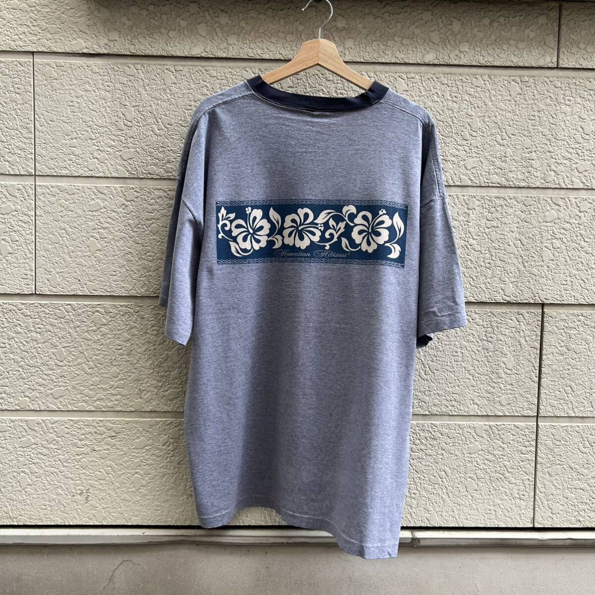 80s 90s USA古着 半袖Tシャツ プリントTシャツ ハイビスカス サーフ シングルステッチ アメリカ古着 vintage ヴィンテージ リンガーの画像3